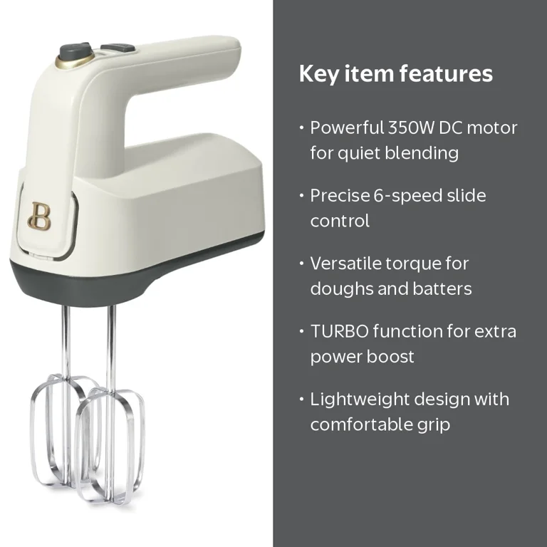 Free Shipping! Beautiful 6-Speed Electric Hand Mixer White with