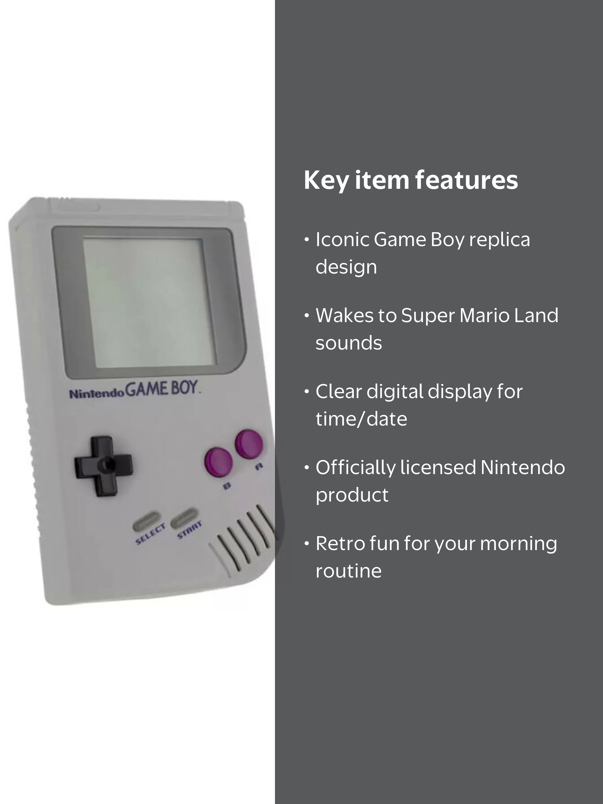 Paladone Nintendo Gameboy Classic Edition Alarm Clock - Handheld