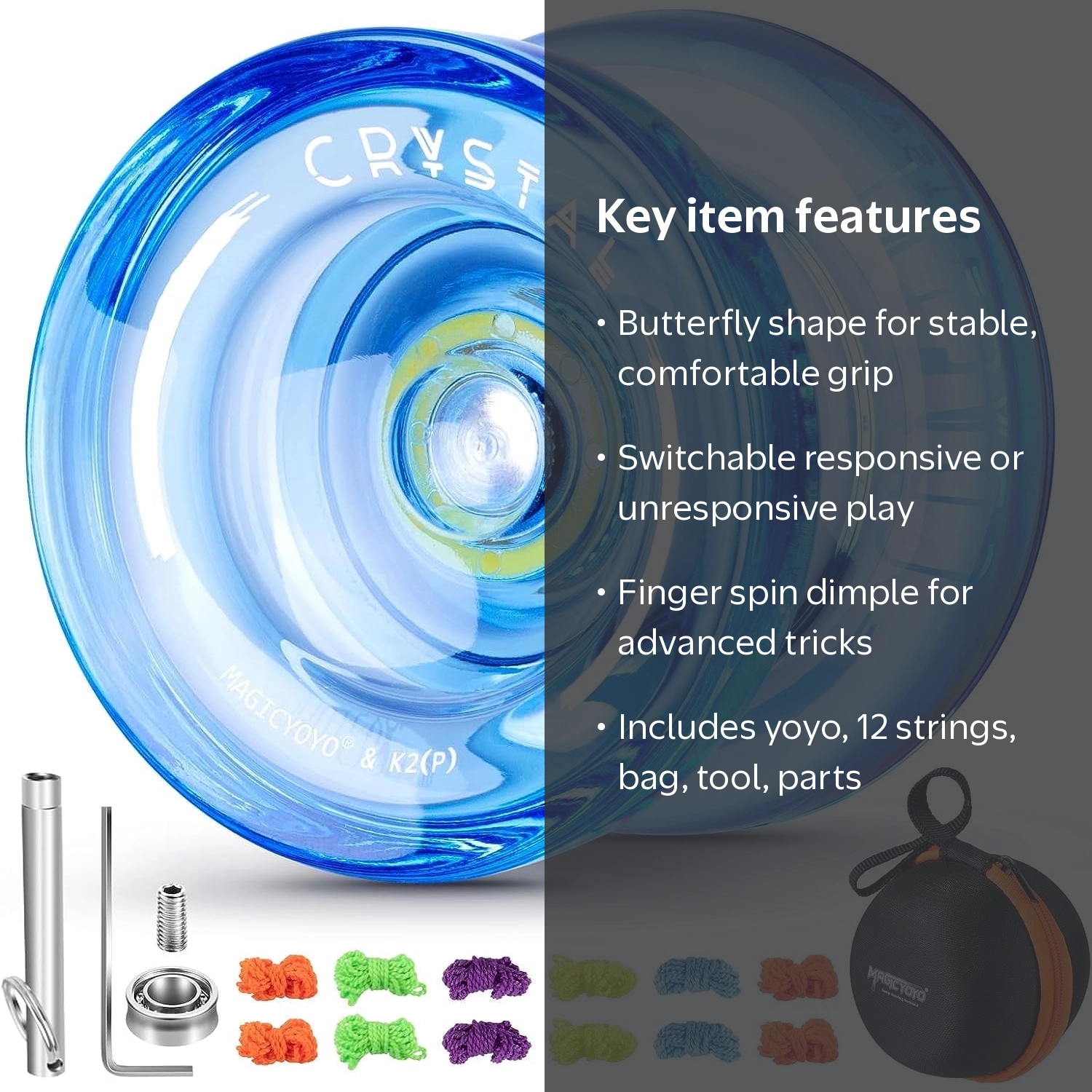 Magicyoyo, Yoyo, Crystal Blue, Responsive and Unresponsive