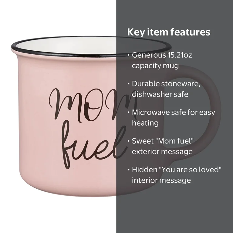 mom Mainstays 15.21 oz Stoneware Mom Fuel Coffee Mug, Pink - Walmart.com