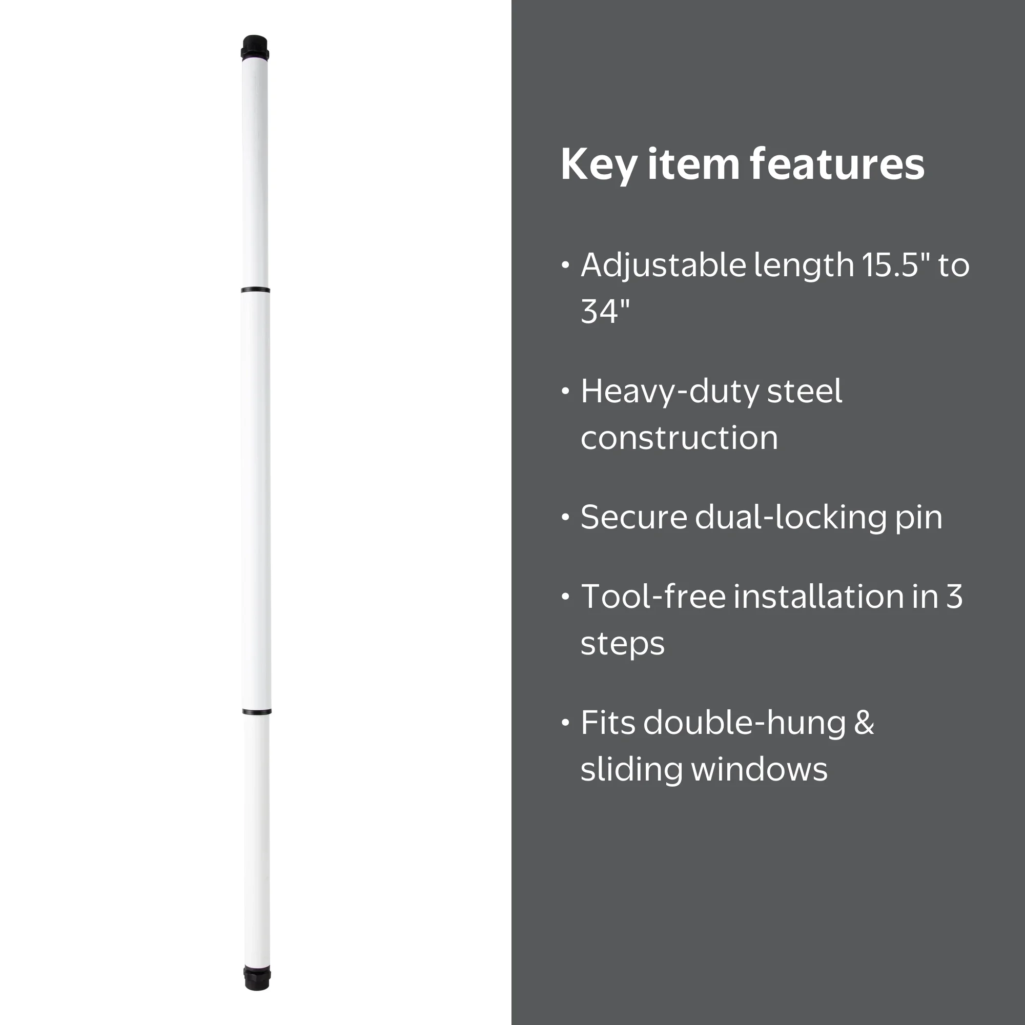 Brinks Steel Adjustable Window Security Bar with Brackets 15.5