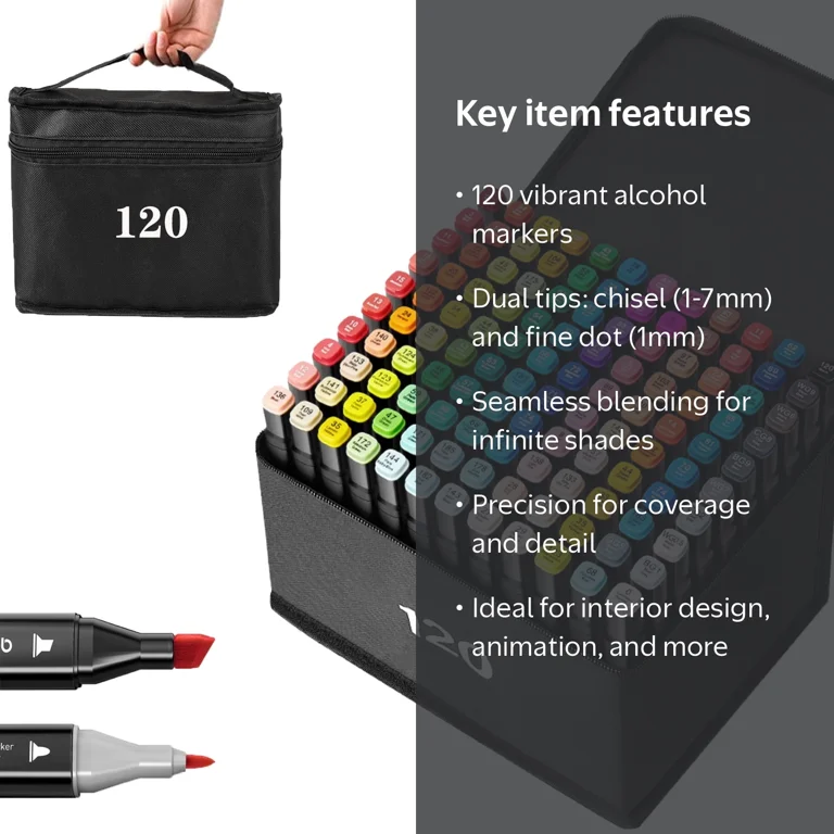 120 Colors Dual Tip Alcohol Art Markers - Walmart.com