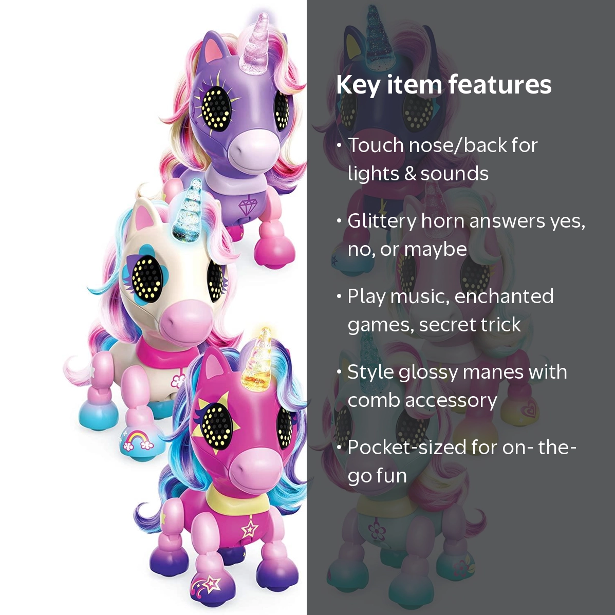 Zoomer Mini Glitter Toys: Zupps Tiny Unicorn Interactive Figure