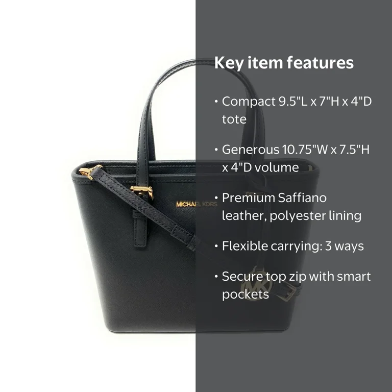 Michael Kors Jet Set Travel Tote Bag, Multi-function Black