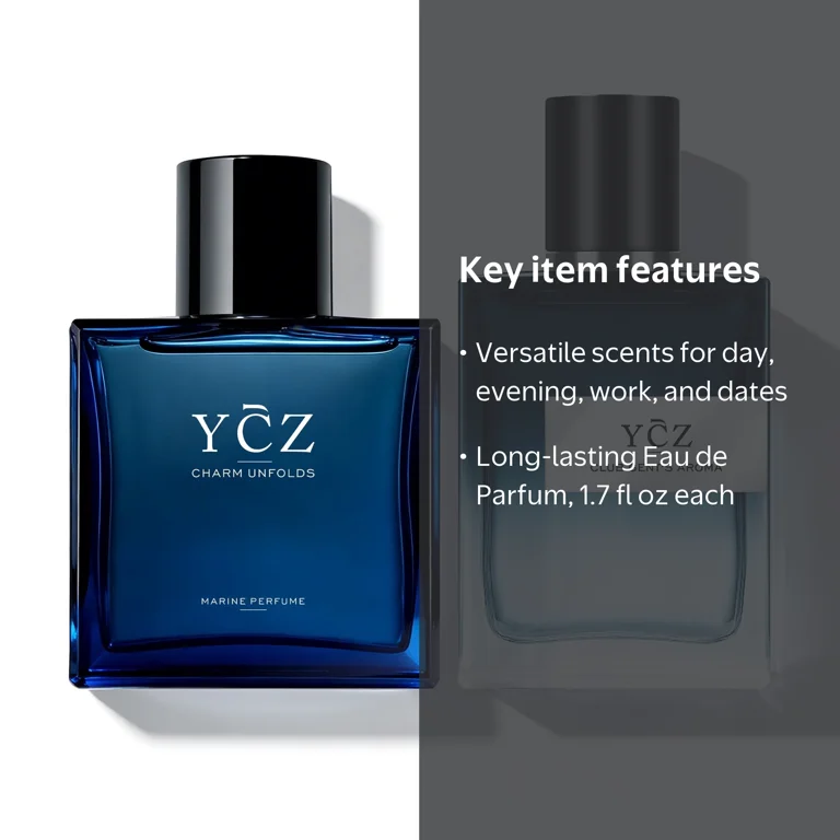 Ycz Men's Cologne Gift Set, Oceanic and Woody Notes, 2-Bottle 1.7