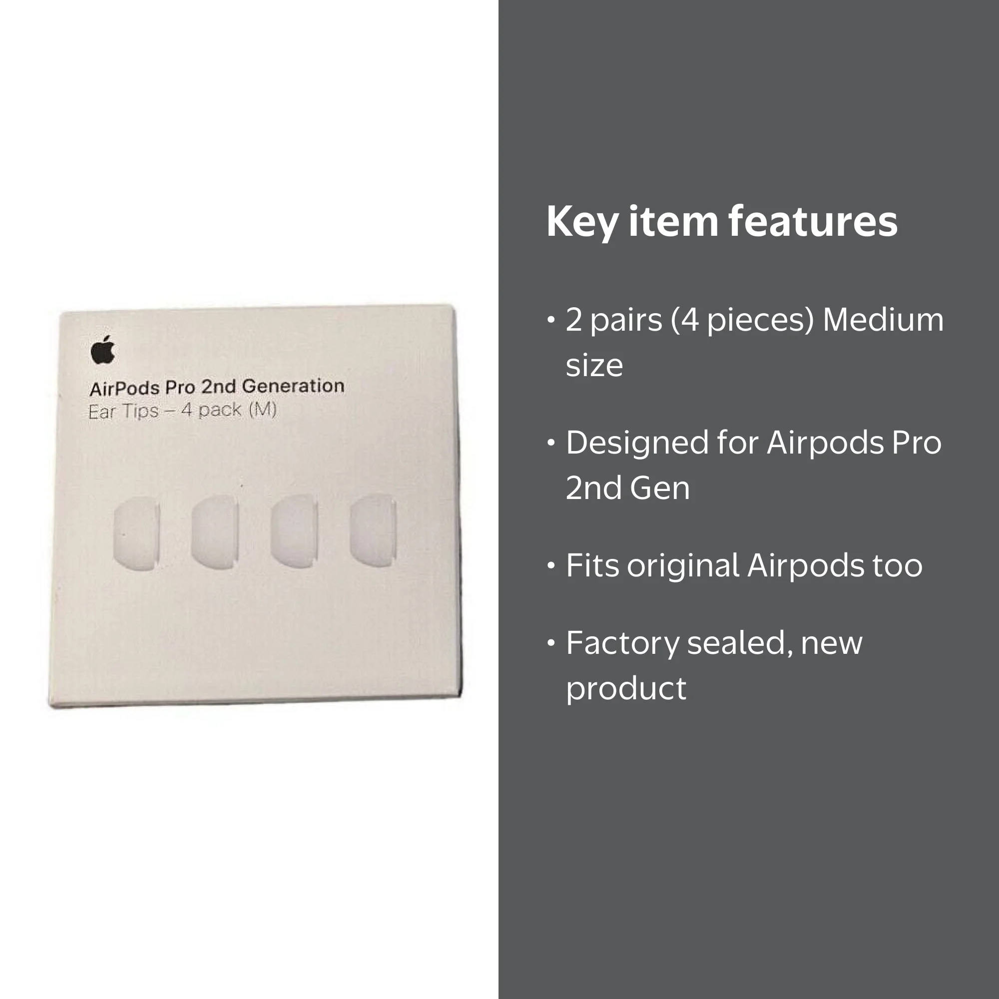 OEM Apple Airpods Pro 2nd Gen Replacement Earbud Tips - 4 Pack