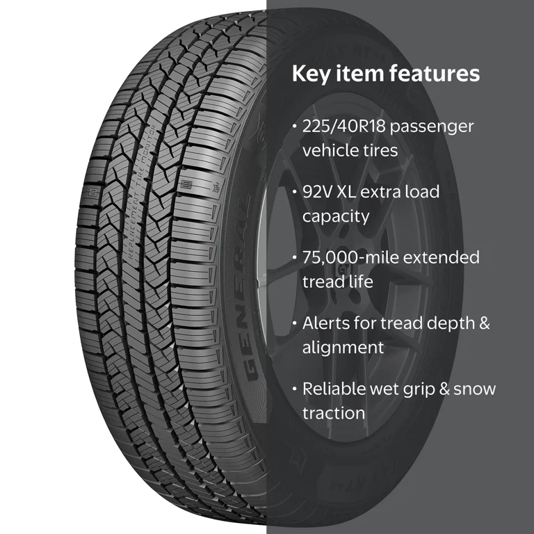 General Altimax RT45 225/40R18 92V XL Tire, All Season, Fits 2014