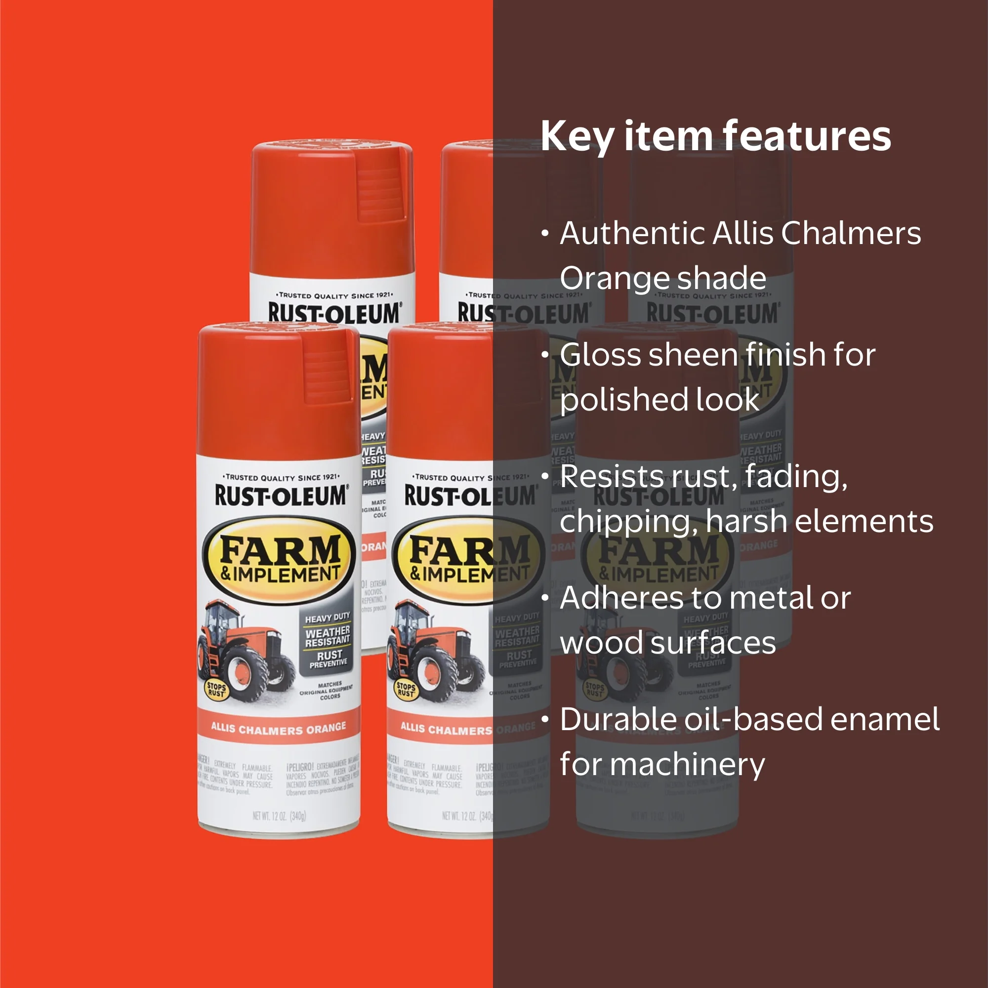 6 Pack, Allis Chalmers Orange, Rust-Oleum Specialty Farm