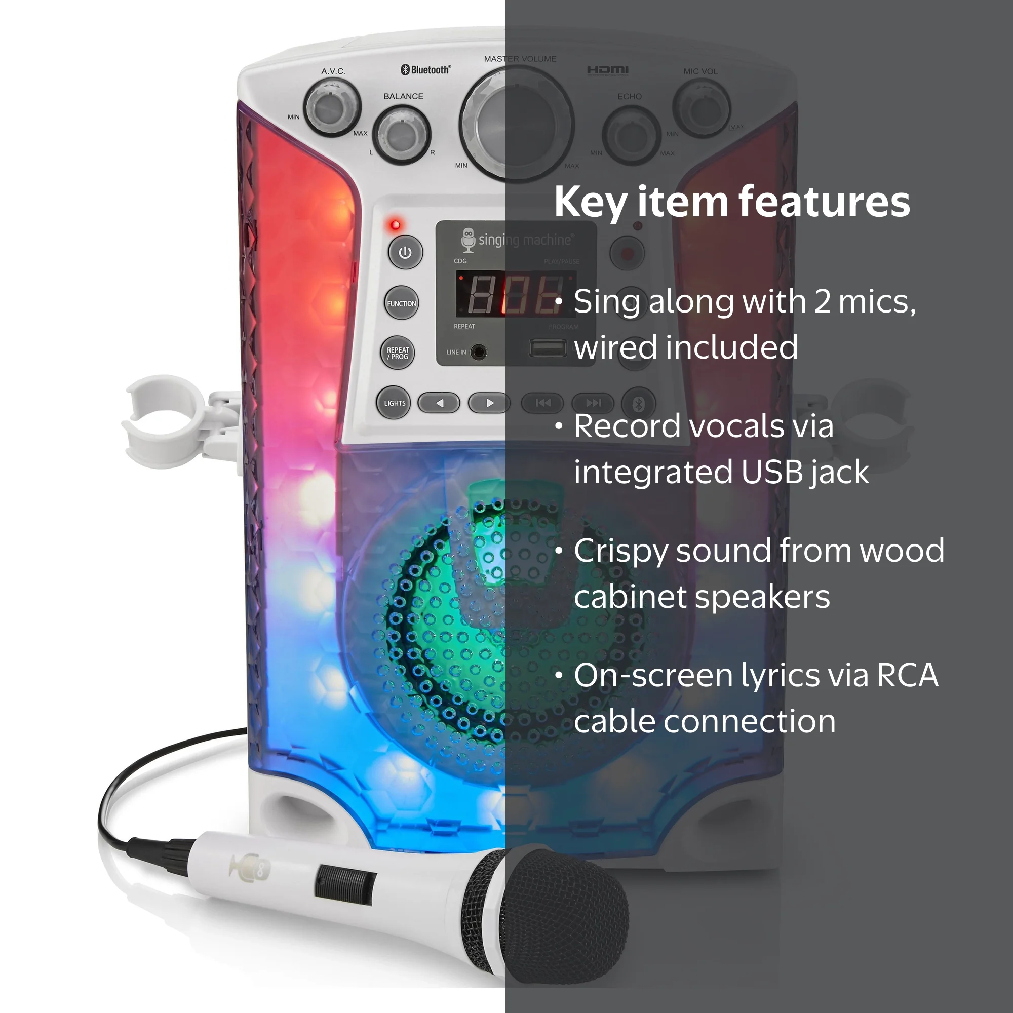 Singing Machine SML633 Bluetooth CD+G Karaoke System for Adults
