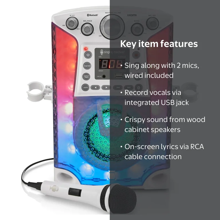 Singing Machine SML633 Bluetooth CD+G Karaoke System for Adults