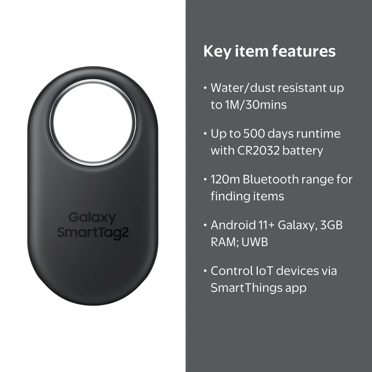 Samsung Galaxy SmartTag2, Black 1 Pack, Item Tracking with Search