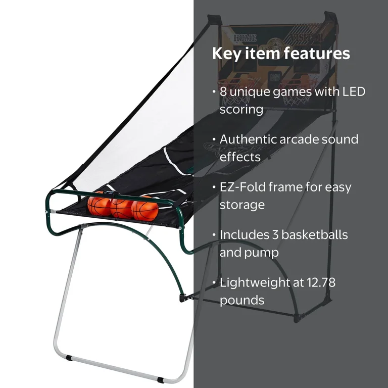 Lancaster EZ-Fold 2 Player Indoor Arcade Basketball Game for