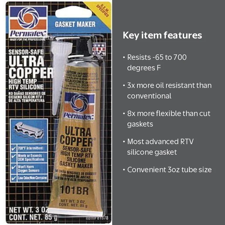 Permatex, Silicone Gasket Sealant, 81878, Ultra Copper 3oz Tube