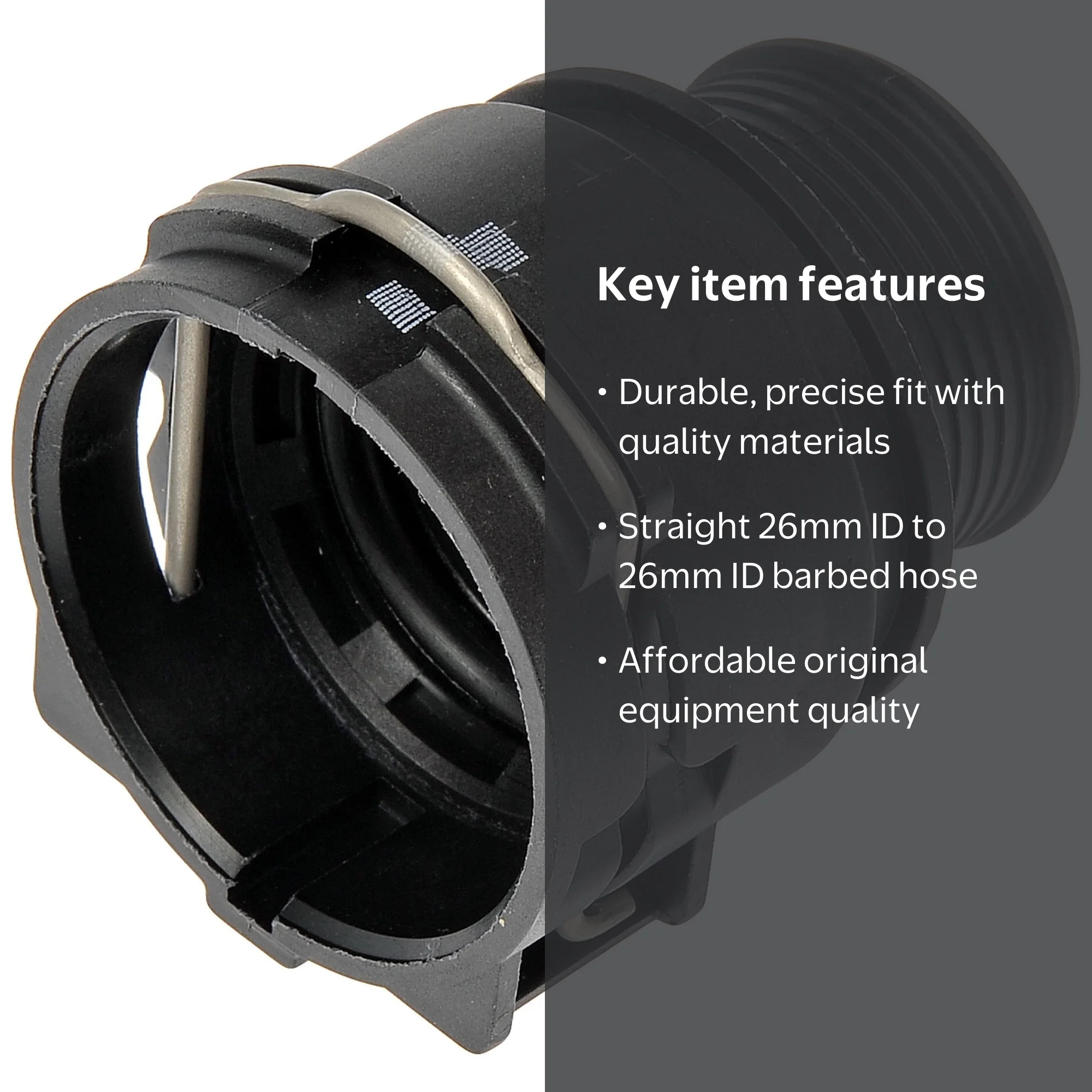Dorman 800-289 26 mm ID Heater Hose Connector, Straight to Barbed