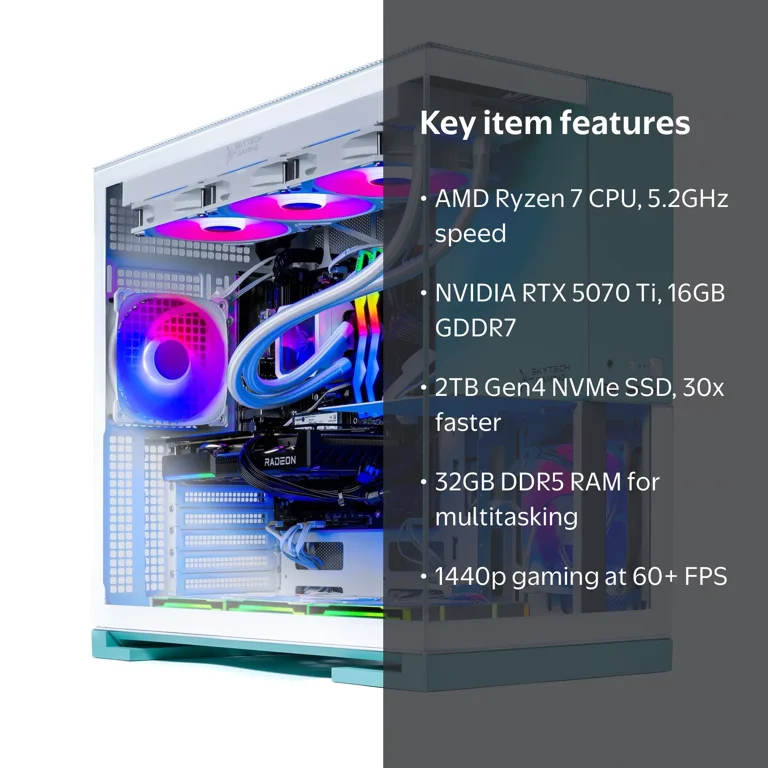 Skytech Aqua Gaming PC Desktop AMD Ryzen 7 9800X3D NVIDIA GeForce