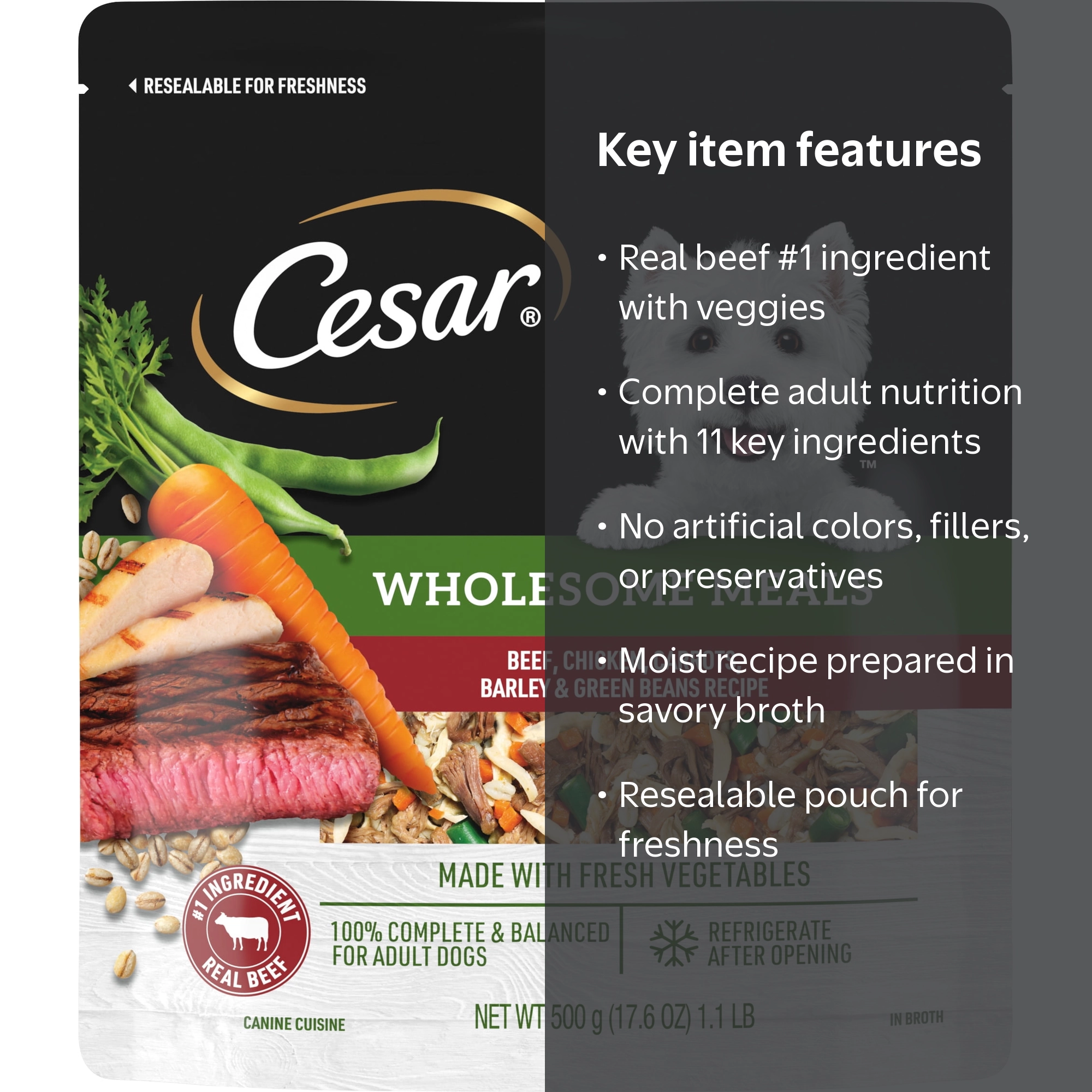 Cesar Wholesome Meals Beef, Chicken, Carrots, Barley & Green Beans