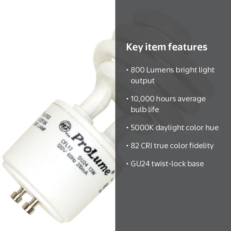 Halco ProLume 13W Daylight Spiral CFL Light Bulb - 5000K, GU24