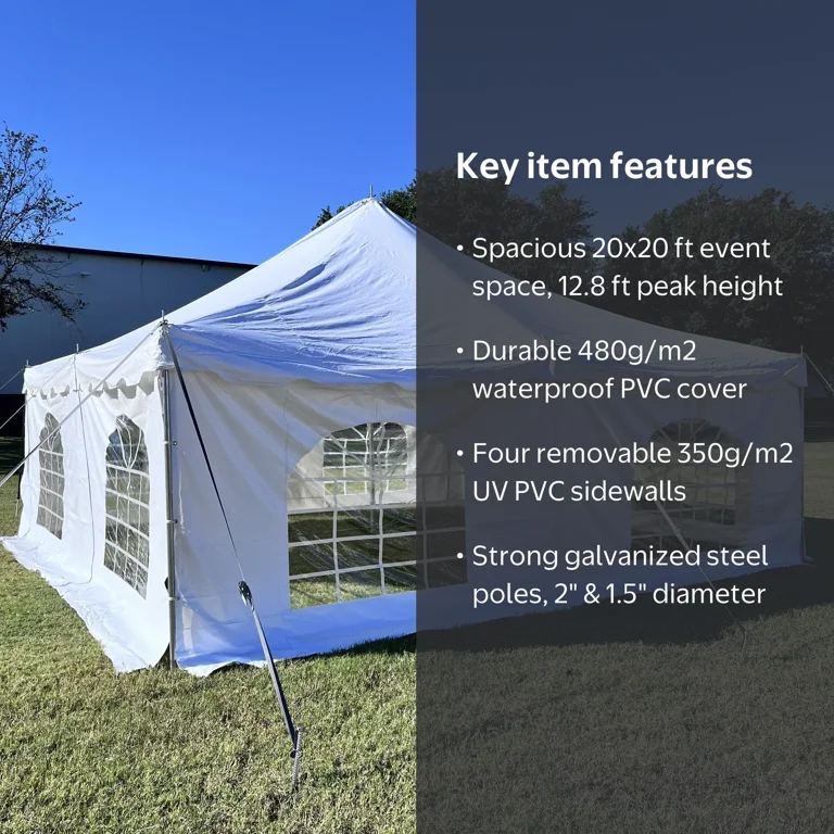 20'x20' PVC Pole Tent - Party Wedding Canopy Shelter White - By