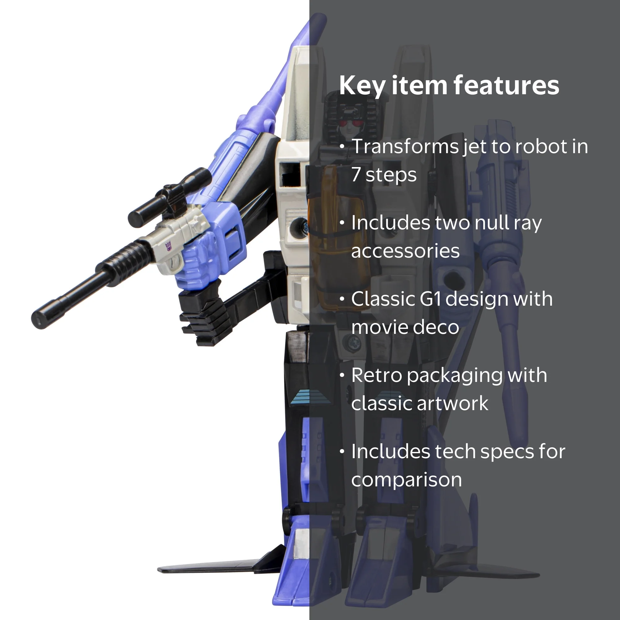 Transformers, Skywarp Action Figure, G1 Inspired, Retro Packaging