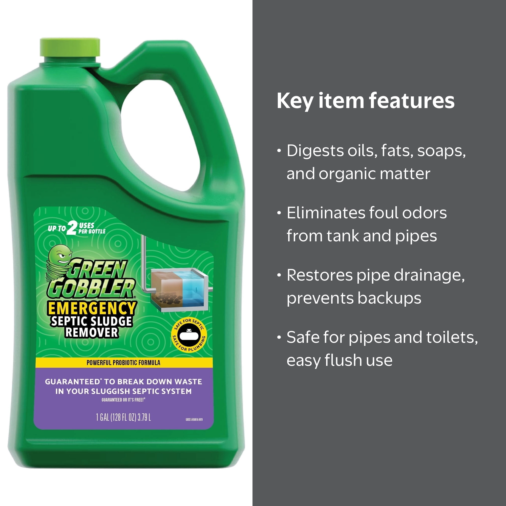 Green Gobbler, Septic Tank Treatment, 1 Gallon, Drain & Odor