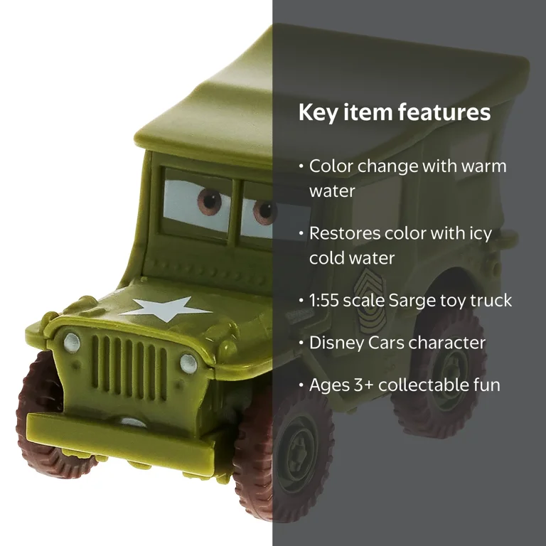 Cars 2 Color Changers Sarge ミニカー Disney Pixar Cars Color Changers Sarge Toy Truck, 1:55 Scale