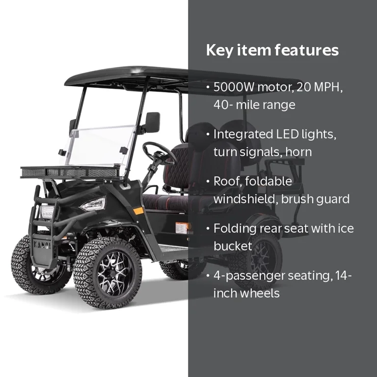 Kandi Kruiser 4P Electric Golf Cart for Adults, Matte Black