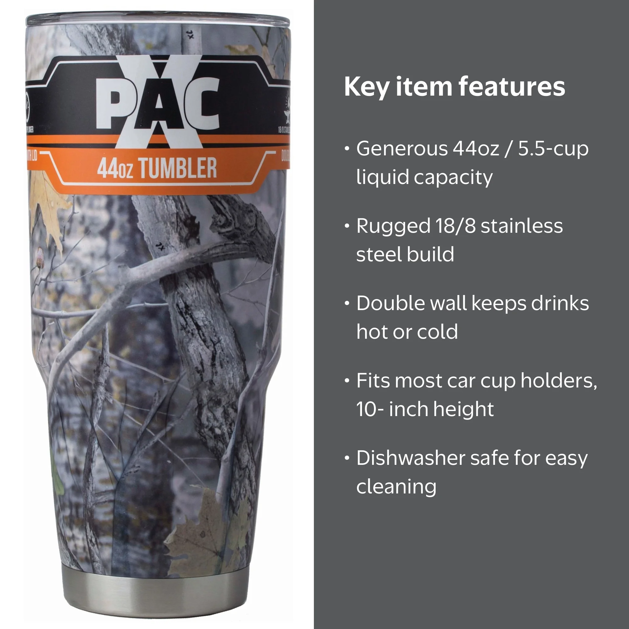 X-PAC Double Vacuum Wall Stainless Steel Tumbler with Lid, Pure