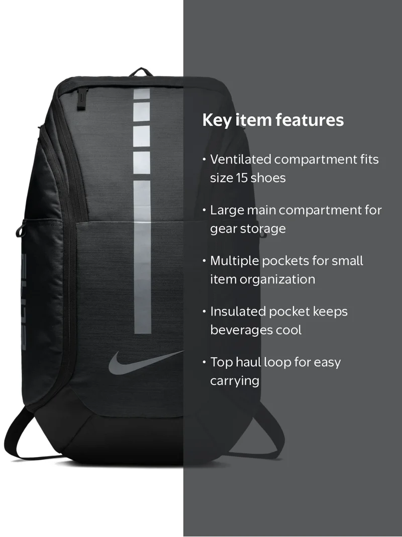 nike basketball backpacks amazon "Take Your Shot" Hoops Elite Backpack Top zippered pocket is plush lined to protect laptops Charcoal Green Nike Nike Elite
