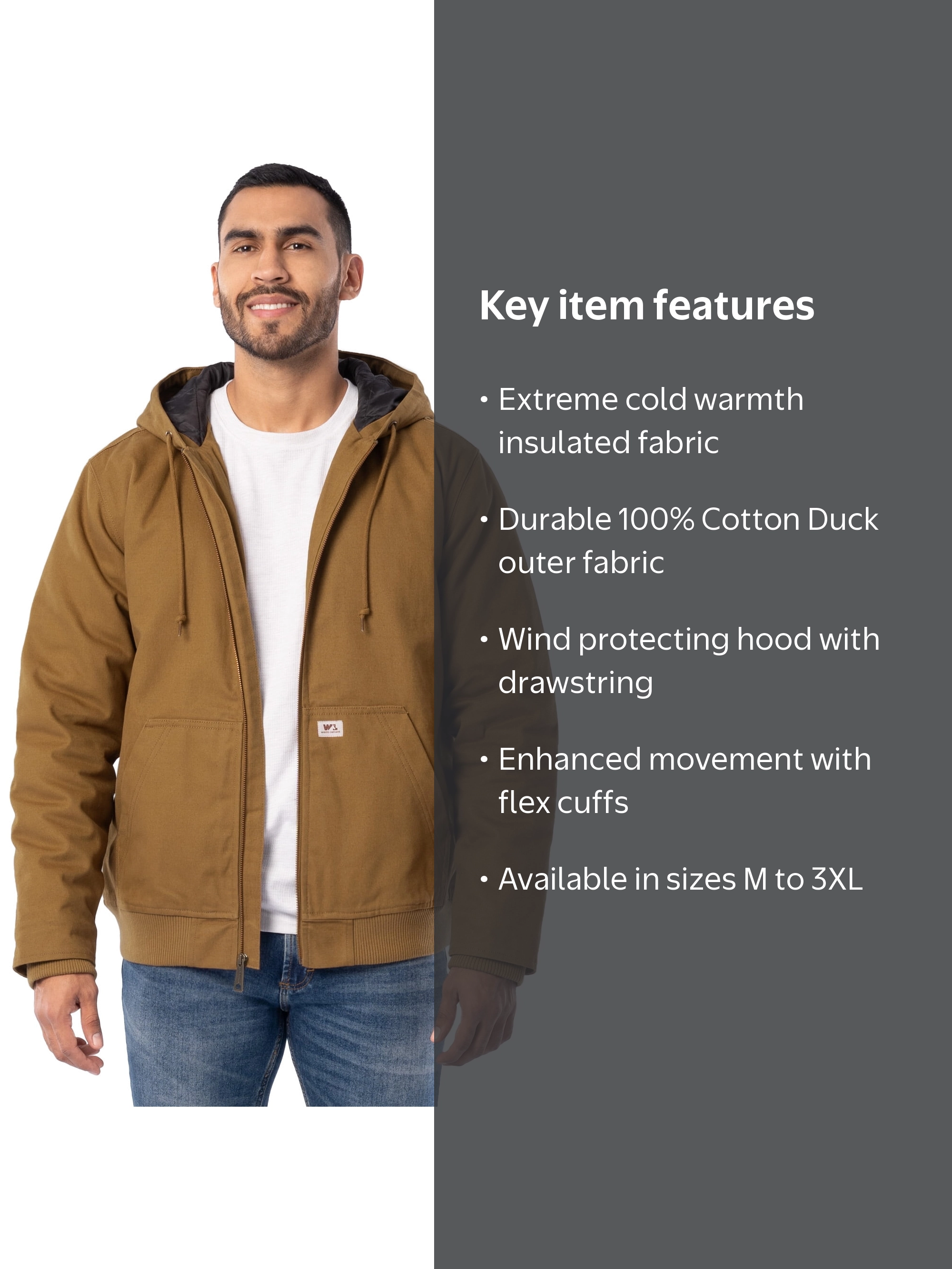Wells Lamont Men's Workwear Insulated Duck Quilted Lined Full Zip