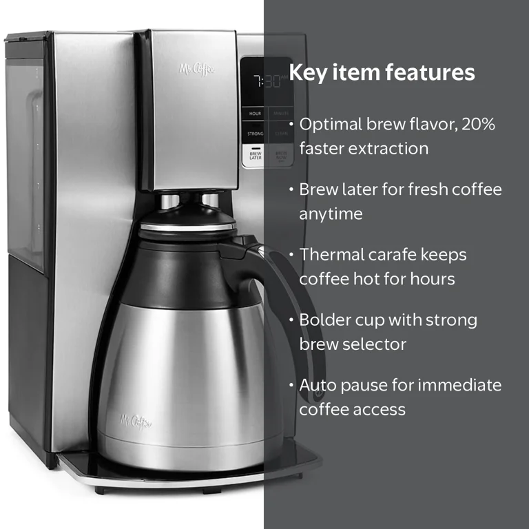 Mr. Coffee, Coffee Maker, Stainless Steel, 10 Cup, Programmable