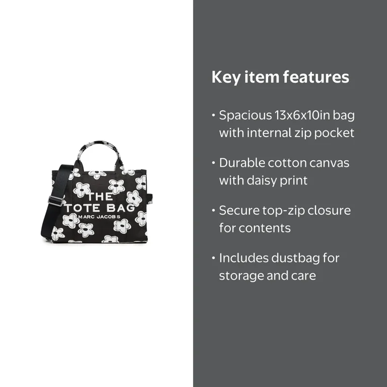 Marc Jacobs, The Daisy Canvas Medium Tote Bag, OS, Black - Walmart.com