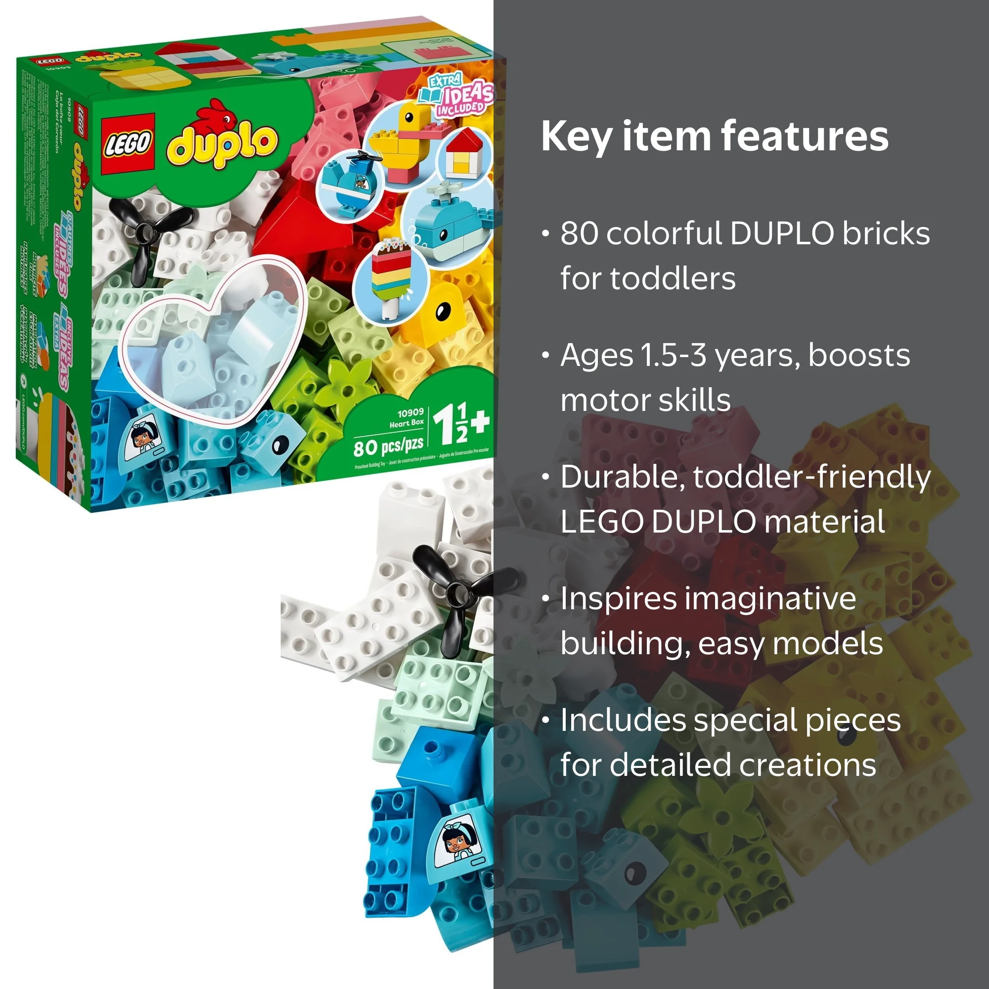LEGO DUPLO Classic Heart Box, Large Blocks Building Toy for Babies