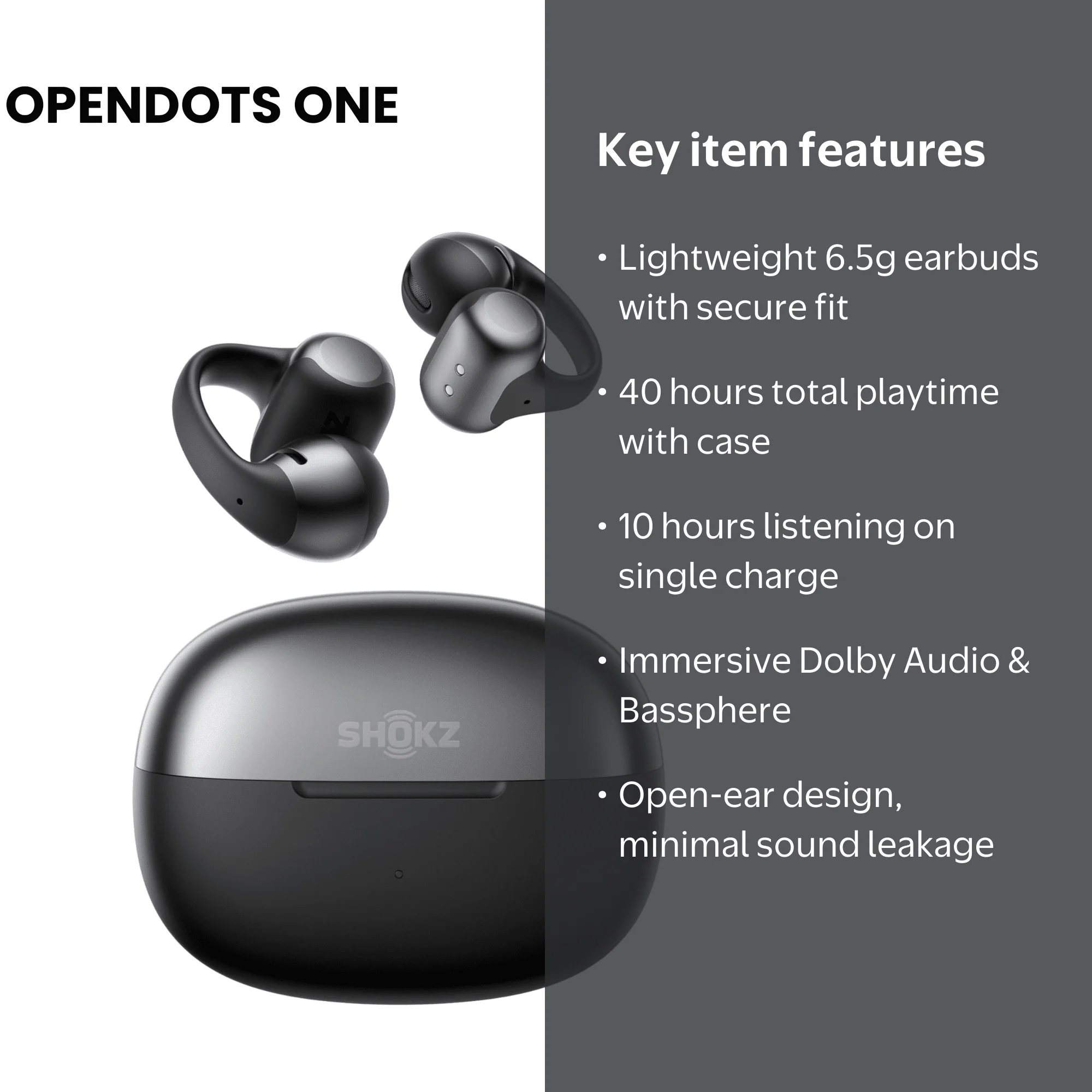 Shokz OpenDots ONE, Open-Ear Bluetooth Headphones, Microphone