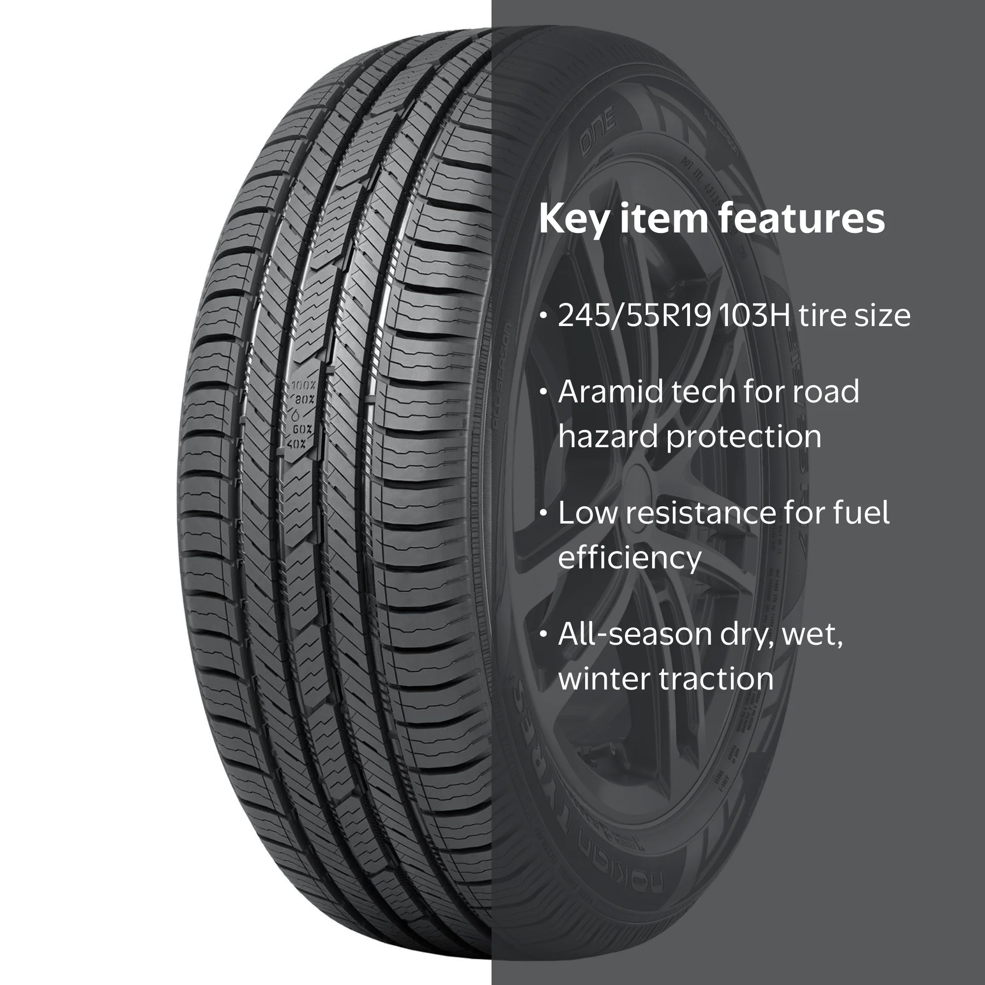 Nokian One All Season Tire 245/55R19 103H, Excellent Traction and 