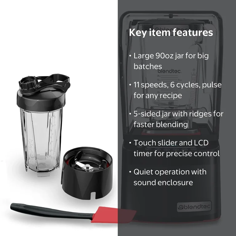 Blendtec Pro 800 Blender with Travel Bottle, 90 oz Jar, and