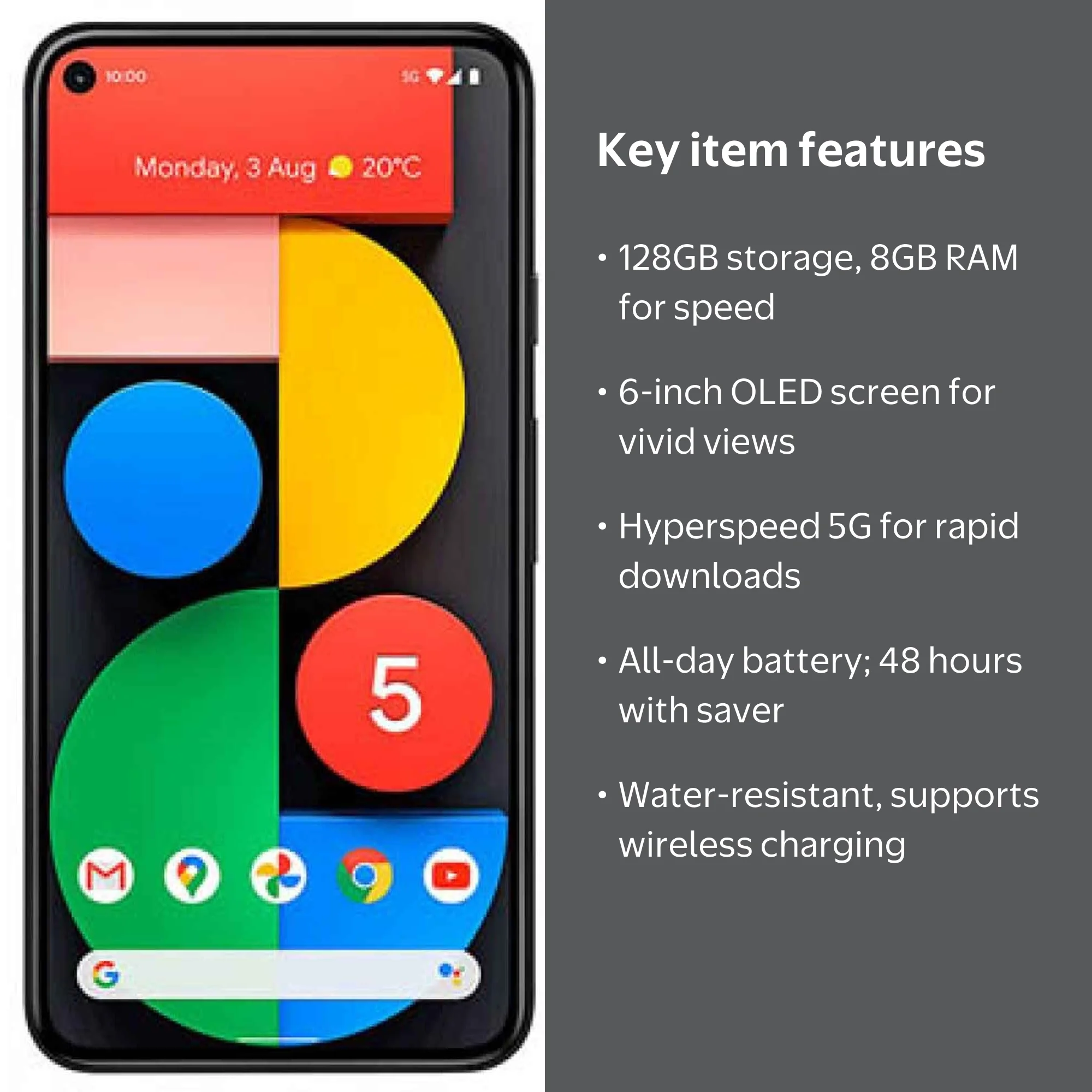 New Google Pixel 5 128GB+8GB RAM, Dual SIM, Factory Unlocked, 6 in