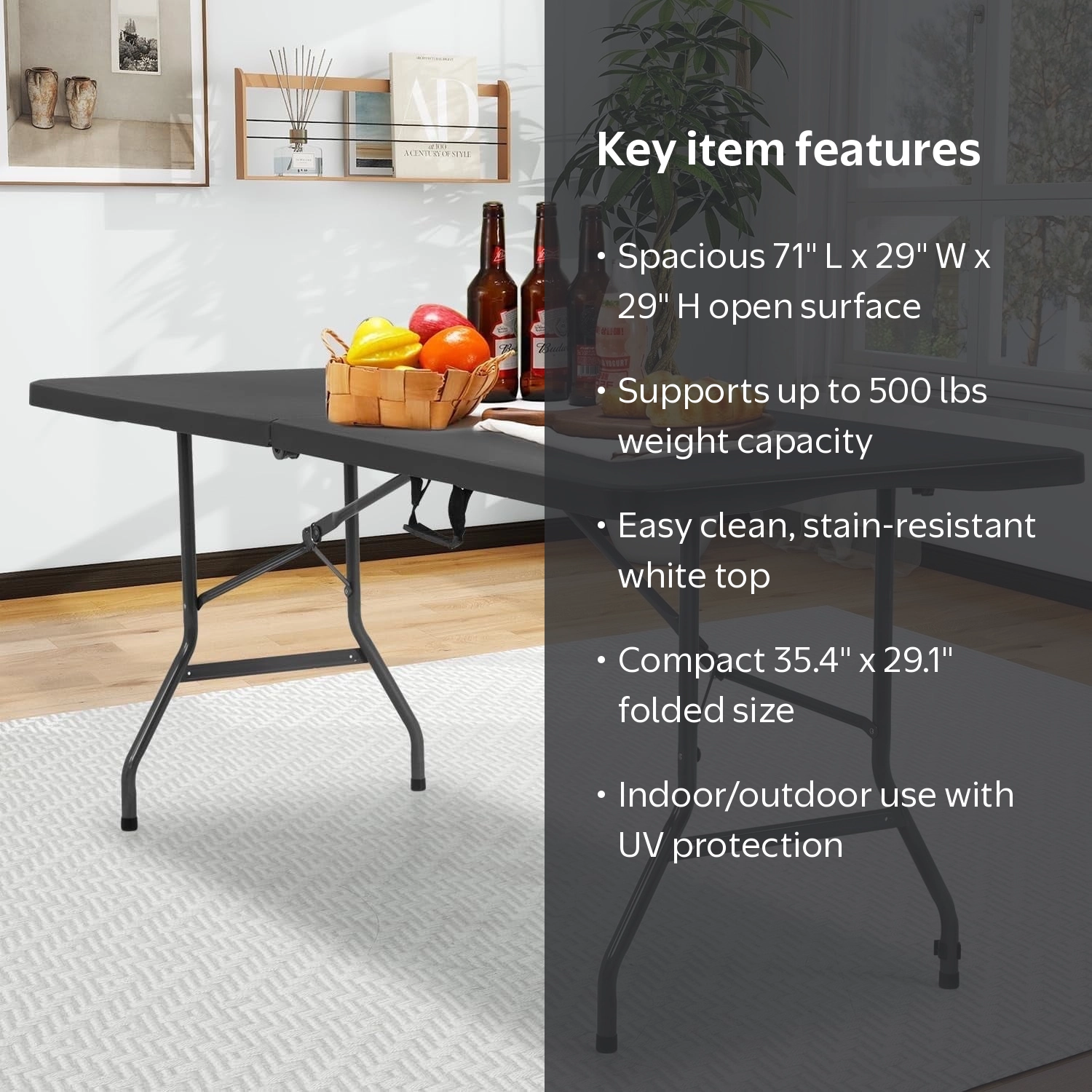 FDW 72'' Folding Design Utility Table, Black, Heavy-Duty - Walmart.com