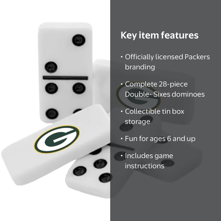MasterPieces NFL Green Bay Packers Dominoes 28 Piece Set in Tin