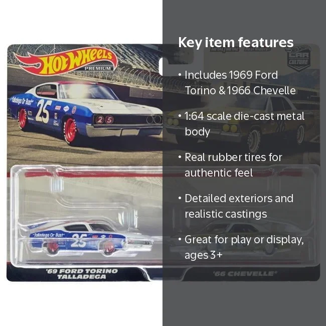 Hot Wheels Car Culture 2 Pack '69 Ford Torino Talladega & '66