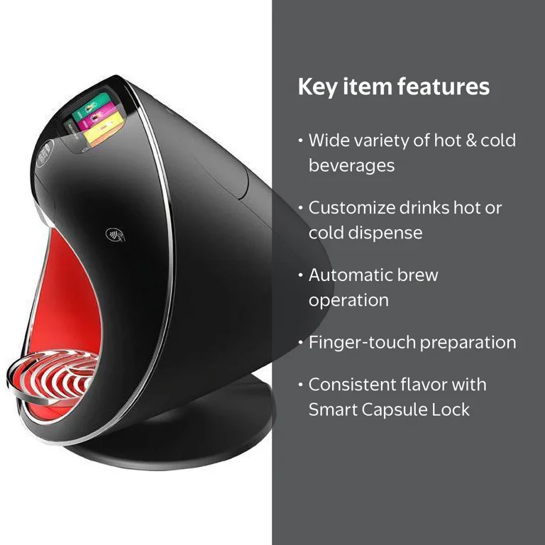 Nestle Dolce Gusto Majesto Automatic Coffee Machine, Black/Red, 12