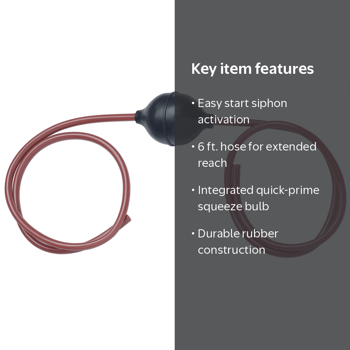 Plews Edelmann 6 ft. Rubber Siphon Hose with Bulb for Easy Start