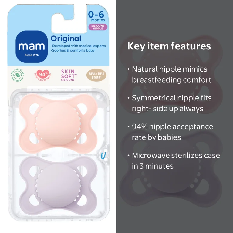MAM Baby Pacifier 0-6 Months with Self-Sterilizing Case
