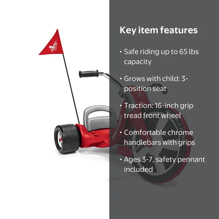 Radio Flyer Big Flyer: Chopper-Style Kids Ride-On Toy with Front