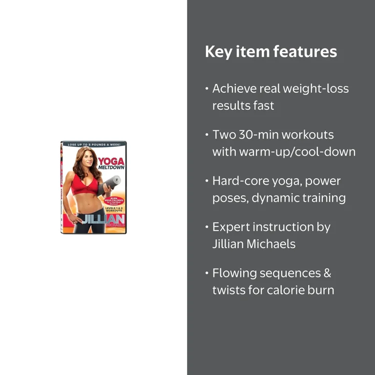 Jillian Michaels, Yoga Meltdown DVD, 2 Complete 30-Minute Workouts