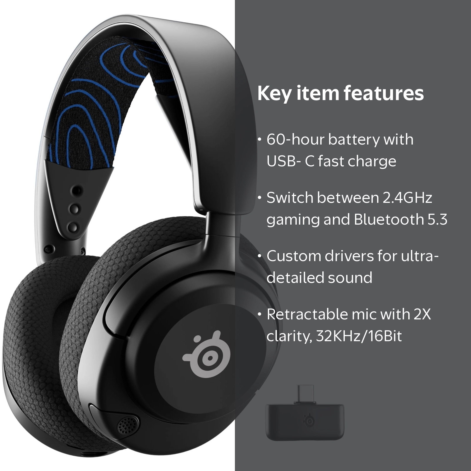 SteelSeries Arctis Nova 5P Wireless Gaming Headset, 60-Hour
