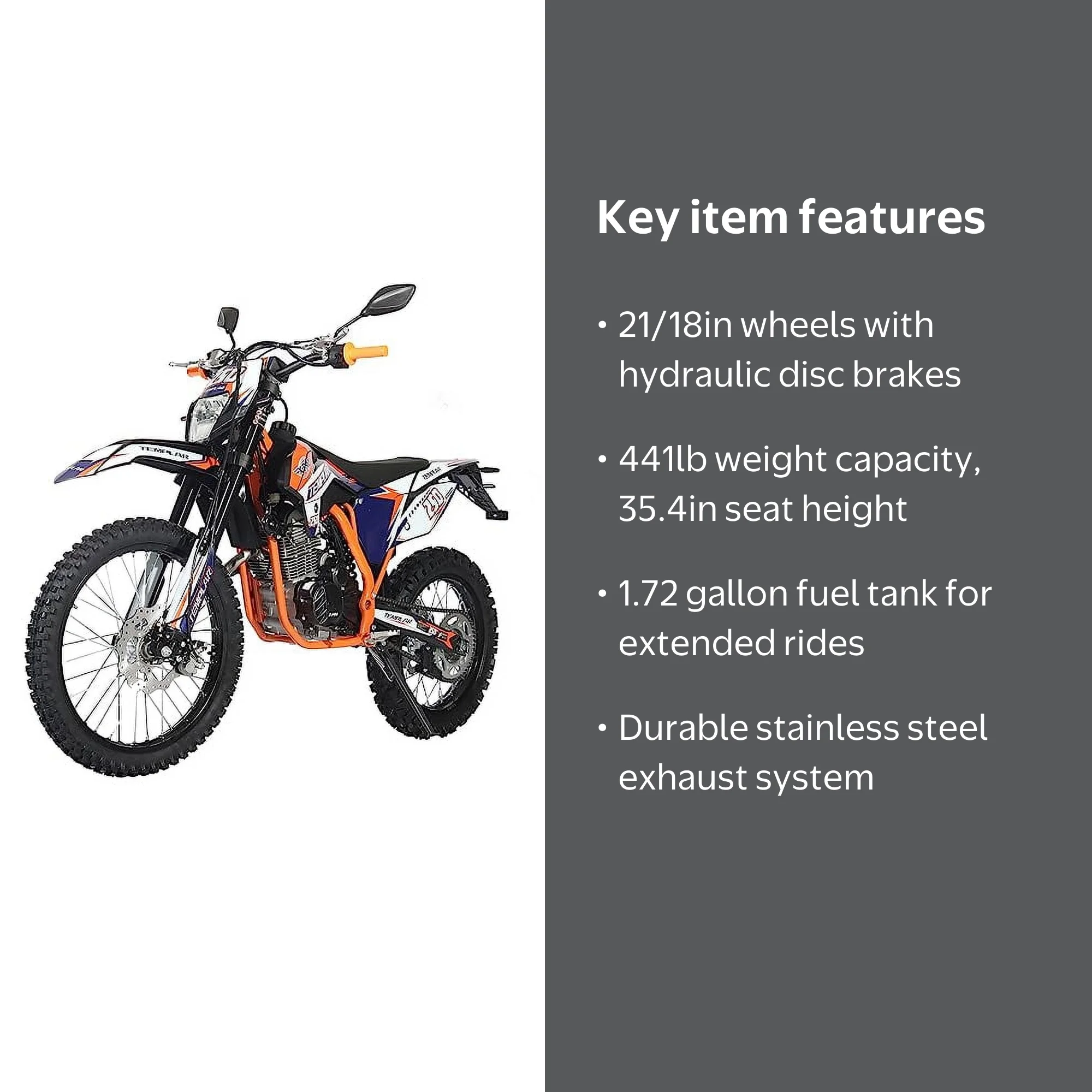X-Pro Adults Dirt Bike Motorcycle, 250cc Gasoline Templar, Kick/E