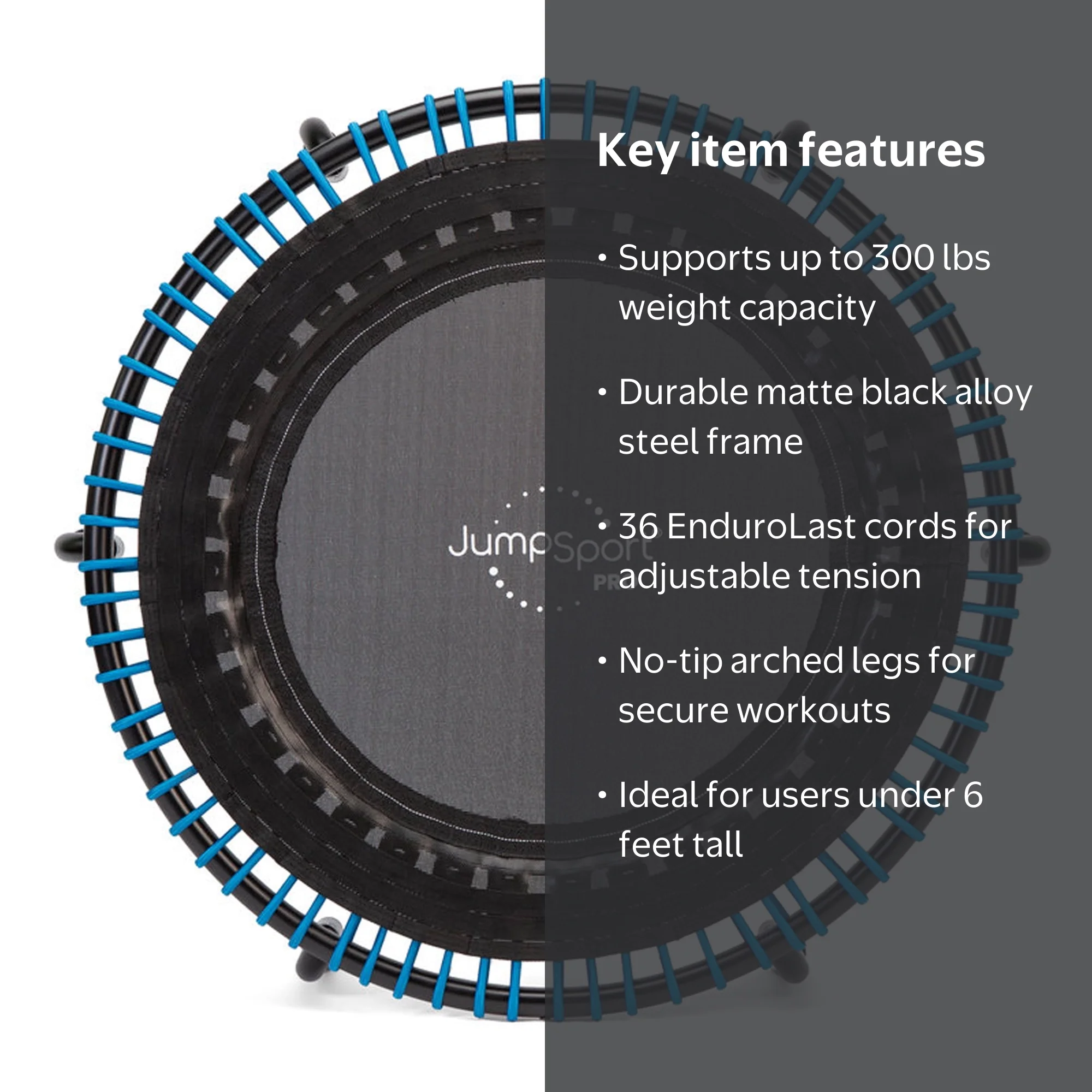 JumpSport 350 PRO 39 Inch Trampoline with EnduroLast Elastic Cords