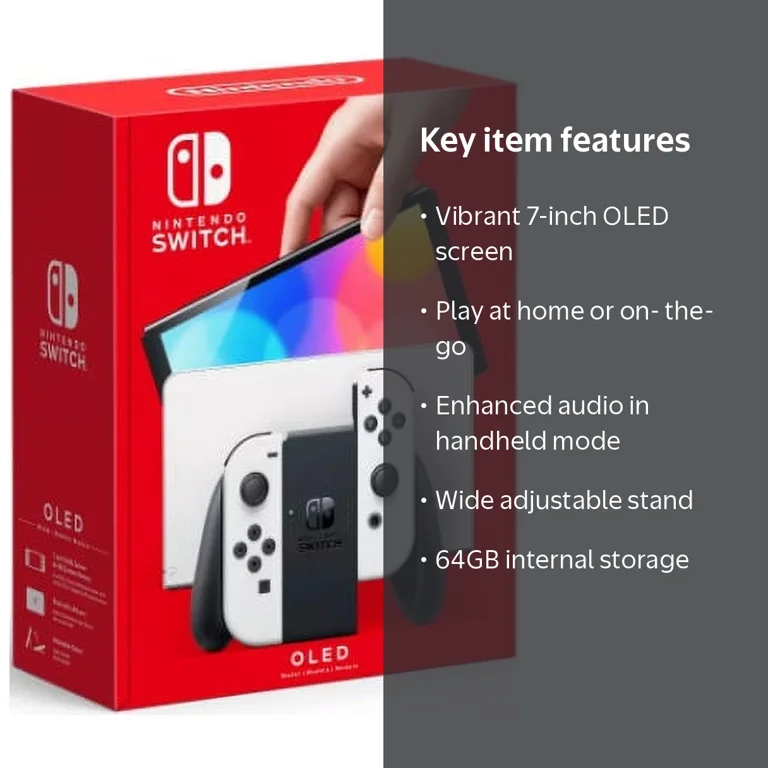 Restored Nintendo HEGSKAAAA OLED w/ White Joy-Con White, Nintendo