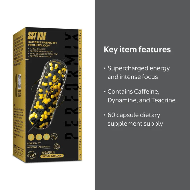 Performix SST V3X - 60 Capsules - Dietary Supplement for Supercharged Energy, Intense Mental Focus and Fast Metabolism