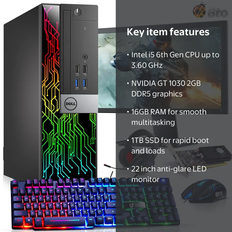 Dell RGB Gaming Desktop, Intel i5 6th Gen, NVIDIA GT 1030, 16GB
